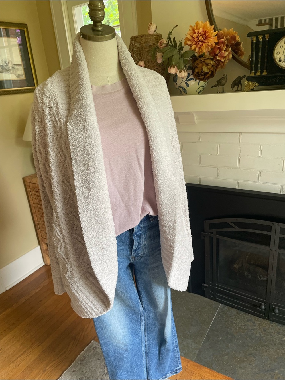 Barefoot Dreams Cozy Chic Cable Knit Shawl Cardigan